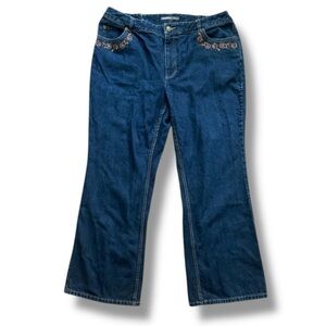 Liz Claiborne Paisley Embroidered Bootcut Dark Wash Jeans Women’s Plus Size 16W